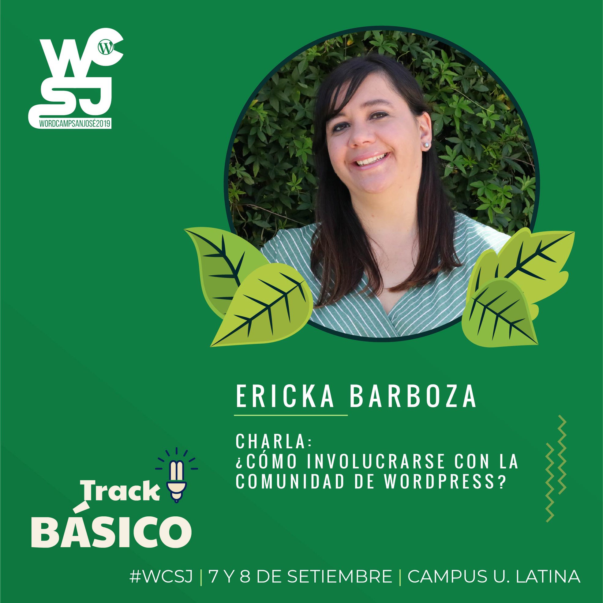 Ericka Barboza ponente del WordCamp San José 2019