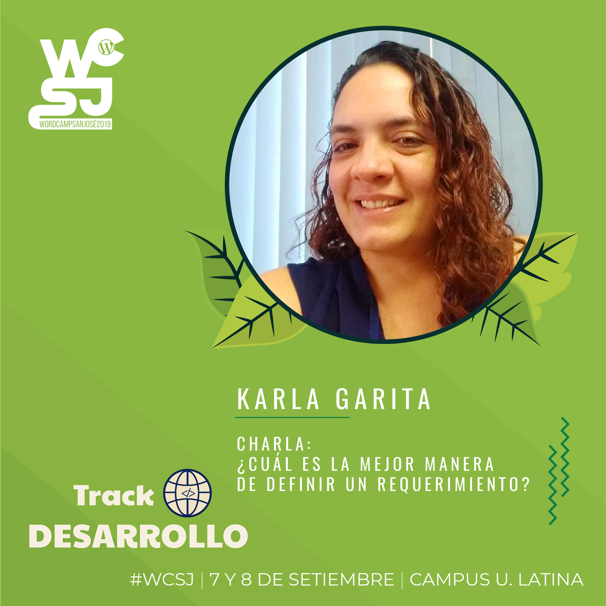 Karla Garita ponente del WordCamp San José 2019