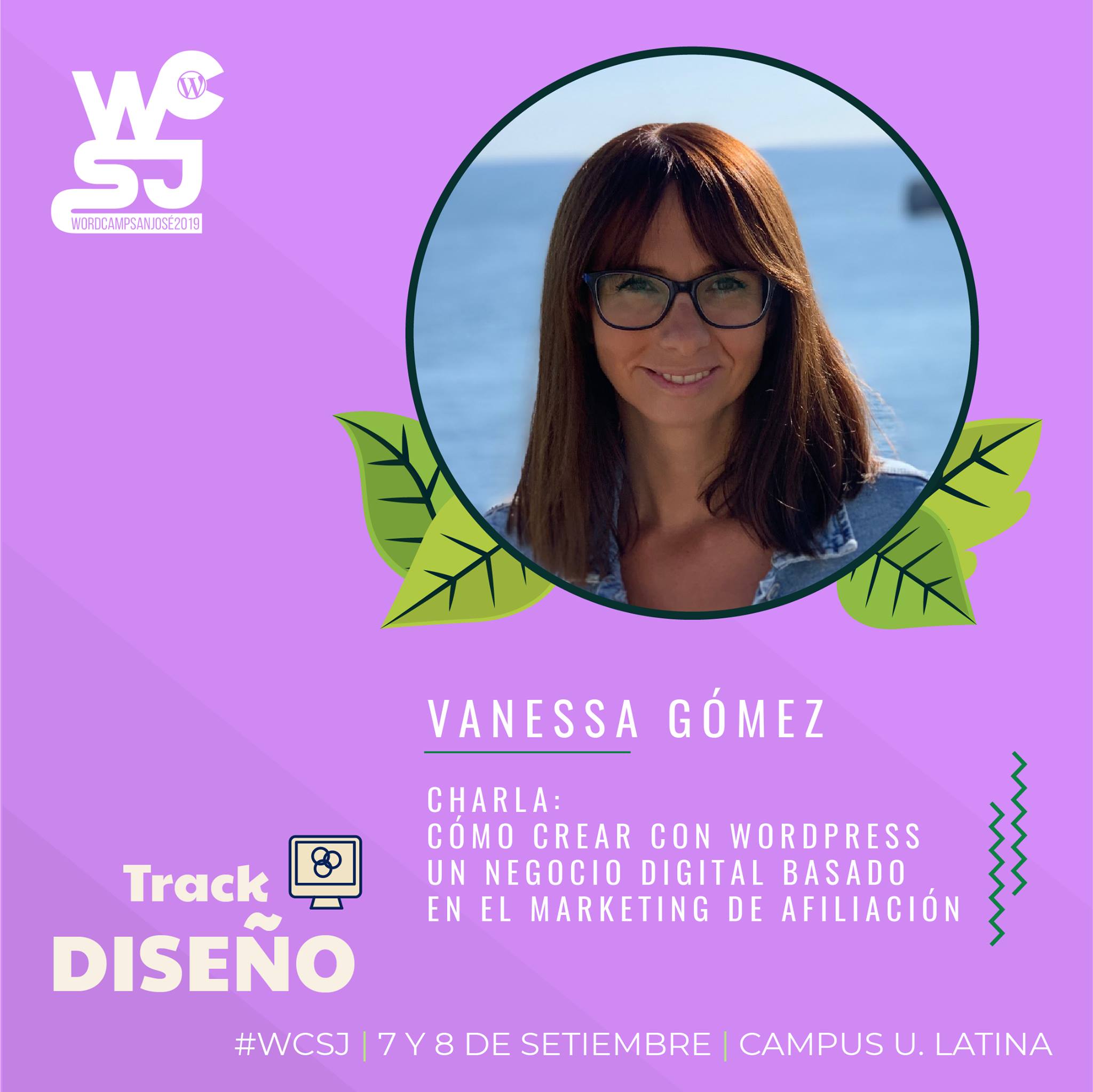 Vanessa Gómez ponente del WordCamp San José 2019
